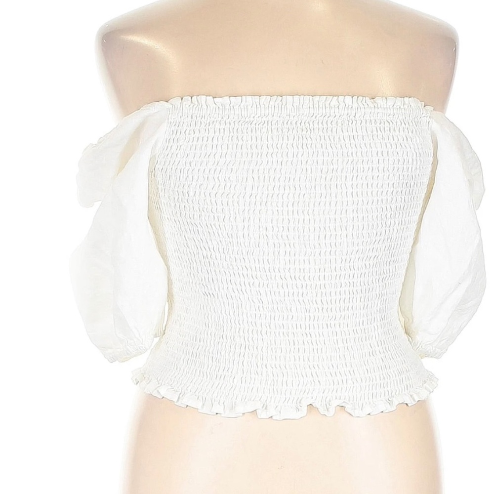 Faherty smocked women’s blouse White Linen  S